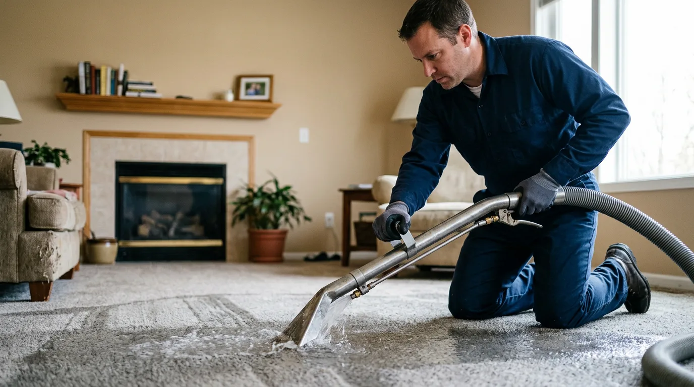 Water damage restoration technician working near Cromona, KY